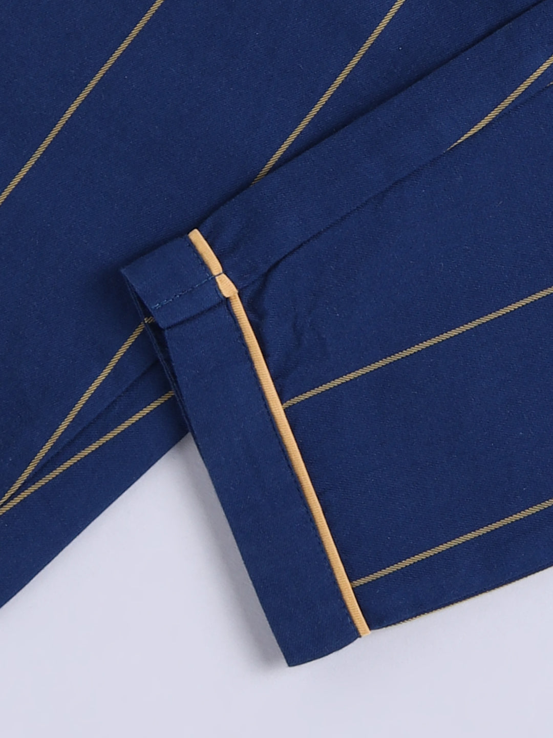 Blue Striped Cotton Full Sleeves Full Night Suit