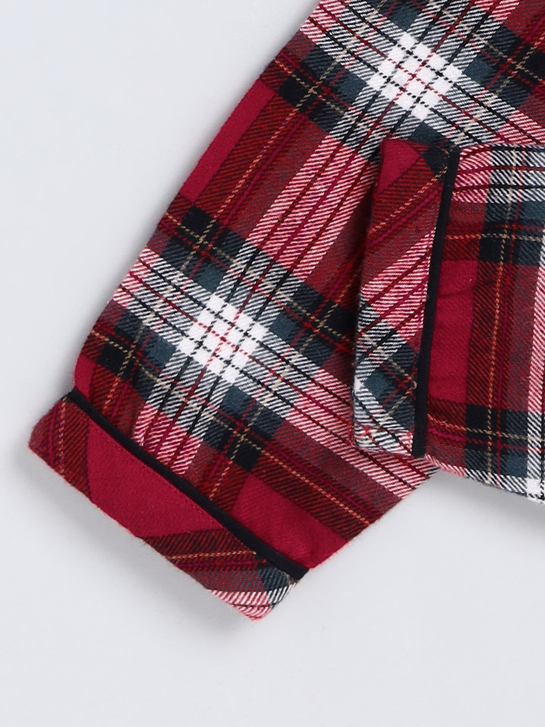 Red Checked Cotton Full Sleeve Night Suit