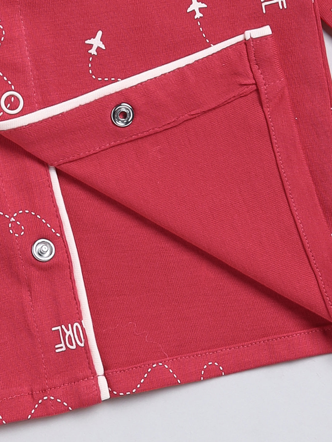 Coral Typography Cotton Full Sleeve Night Suit