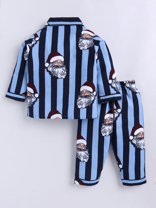 Blue Santa Clause Cotton Full Sleeve Night Suit