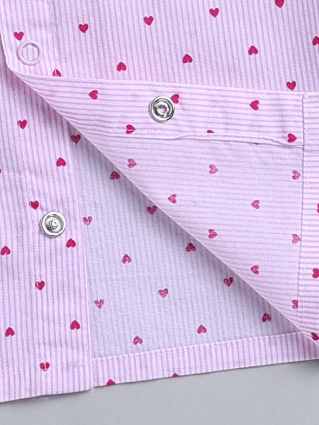 Pink "Hearts" Cotton Full Sleeve Night Suit