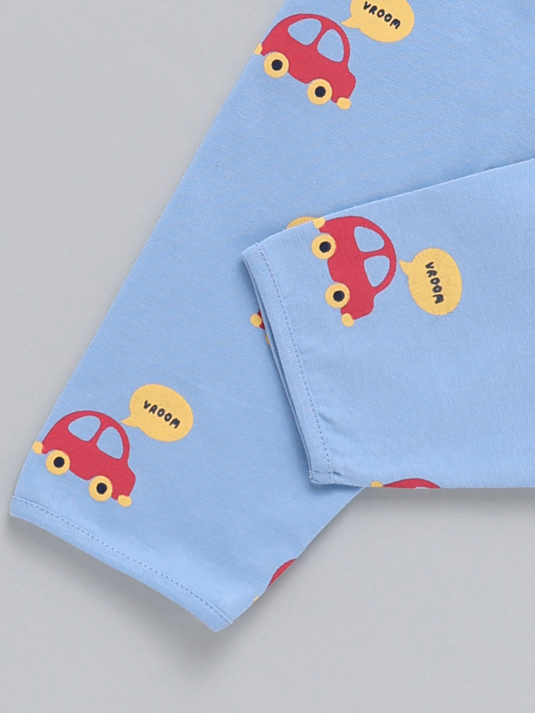 Blue Car Print Cotton Full Sleeve Night Suit