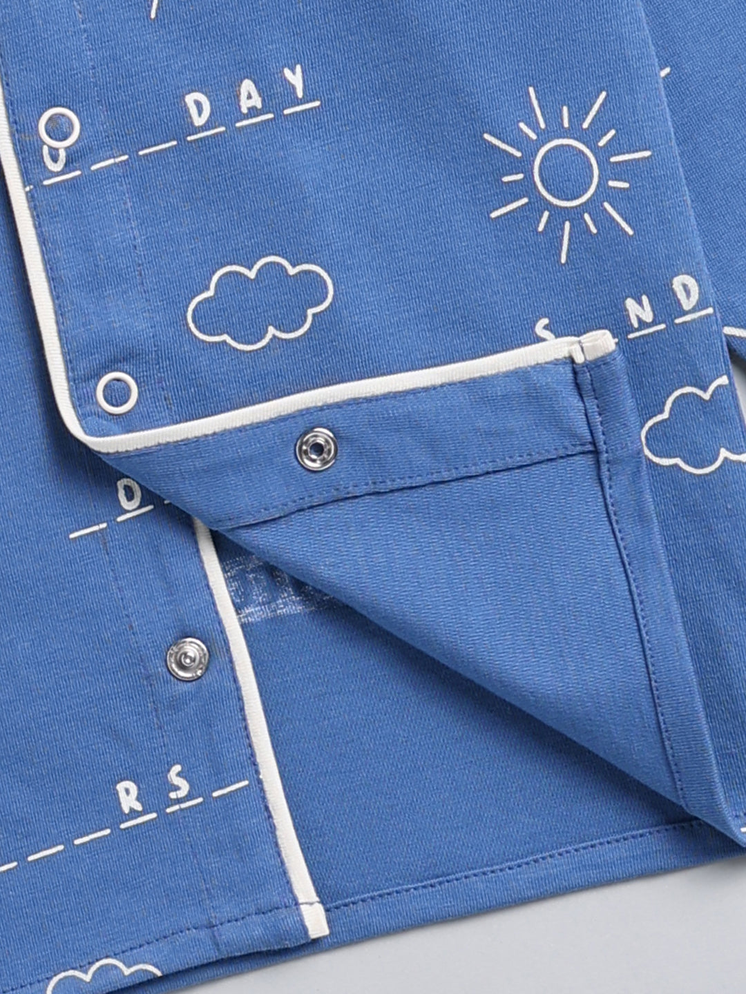 Blue Typography Cotton Full Sleeve Night Suit