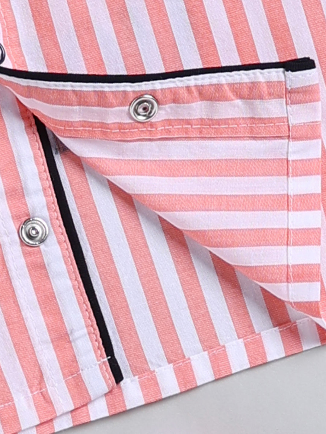 Orange Striped Cotton Full Sleeve Night Suit