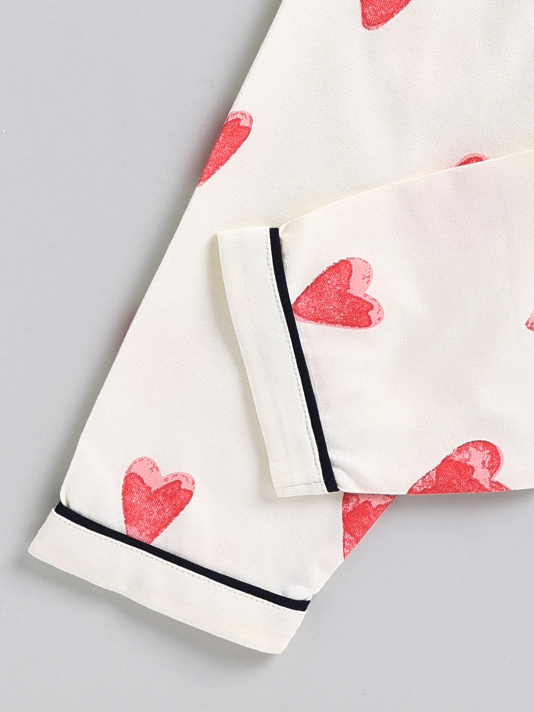 Cream Typography Cotton Full Sleeve Night Suit