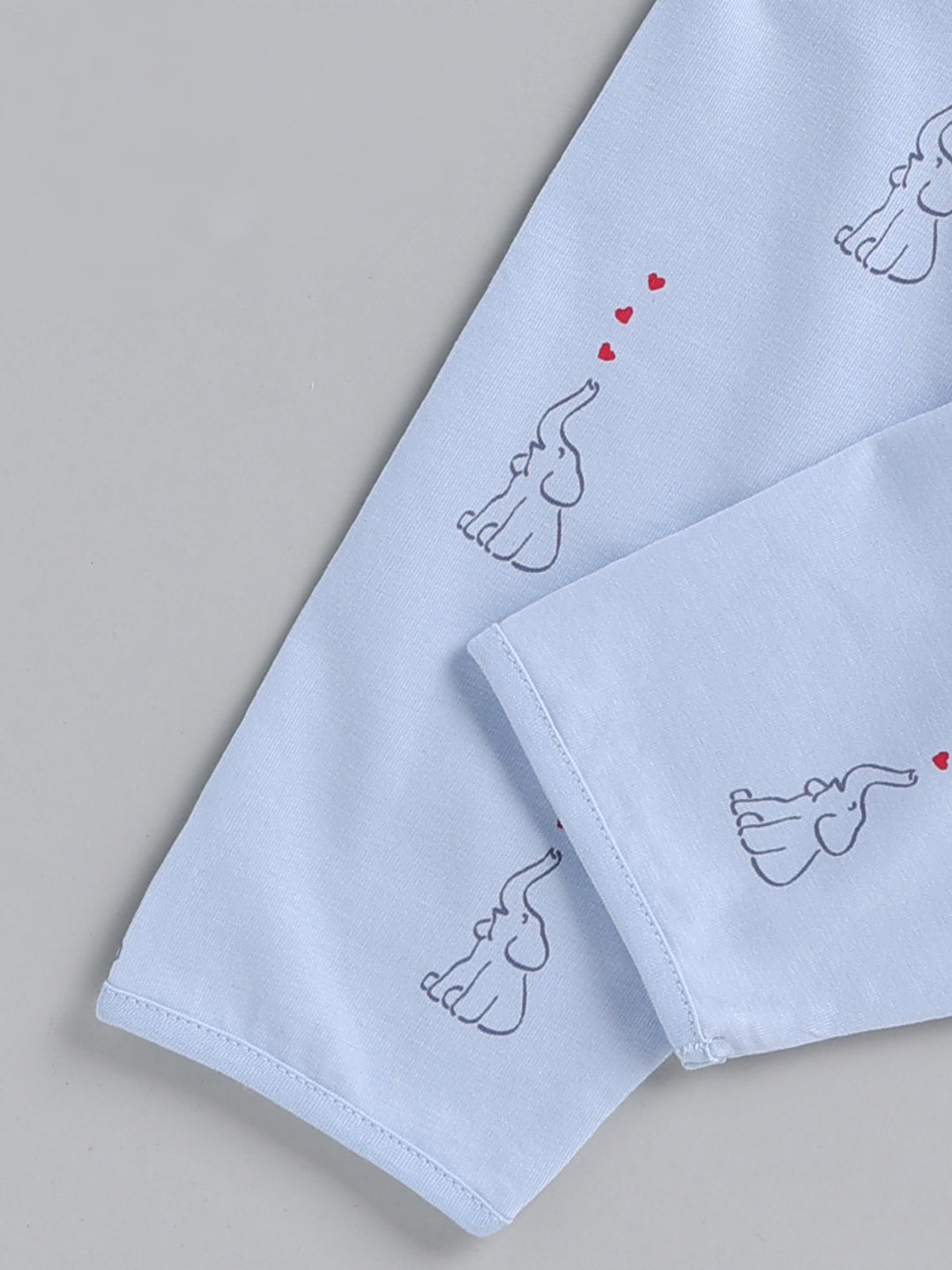 Blue Elephant Print Cotton Full Sleeve Night Suit