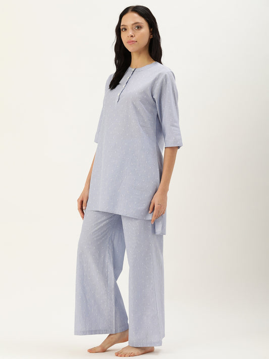 Polka Dots Blue Kurta & Palazzo