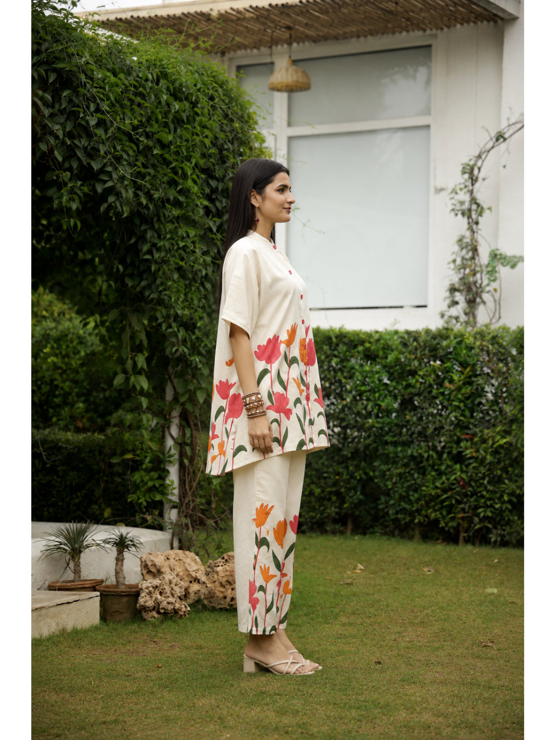 Multi Floral Three-Quarter Sleeves Co-ord Set