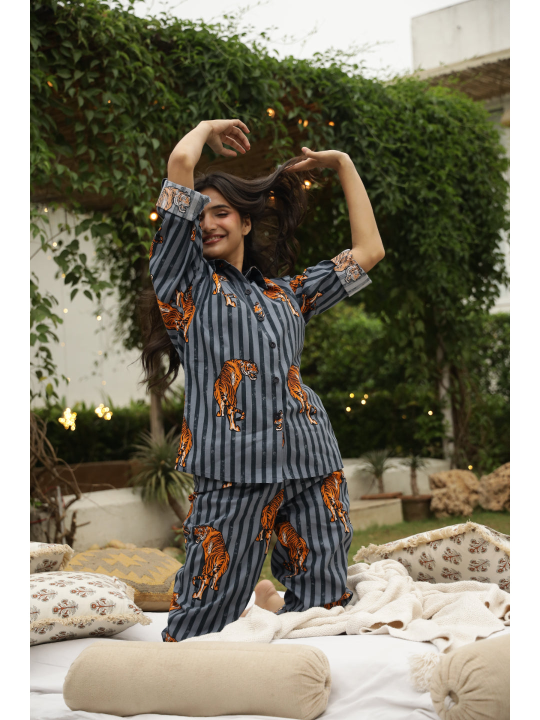 Grey Animal Full Sleeves Co-ord Set