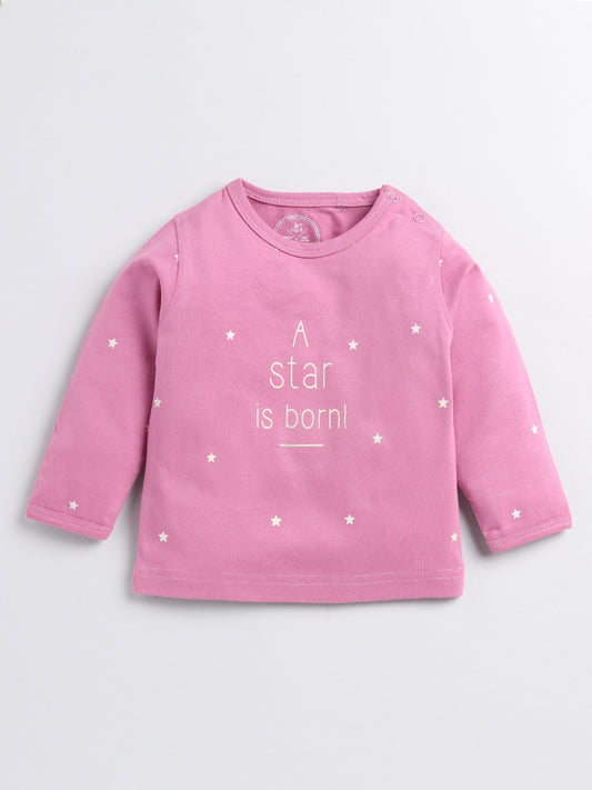 Star is Born Purple Cotton Full Sleeve Nightwear Set