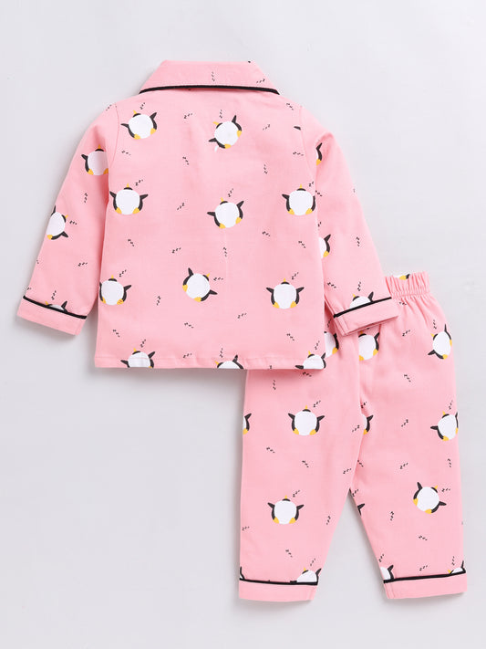 Animal Print Pink Full Sleeve Nightwear Set