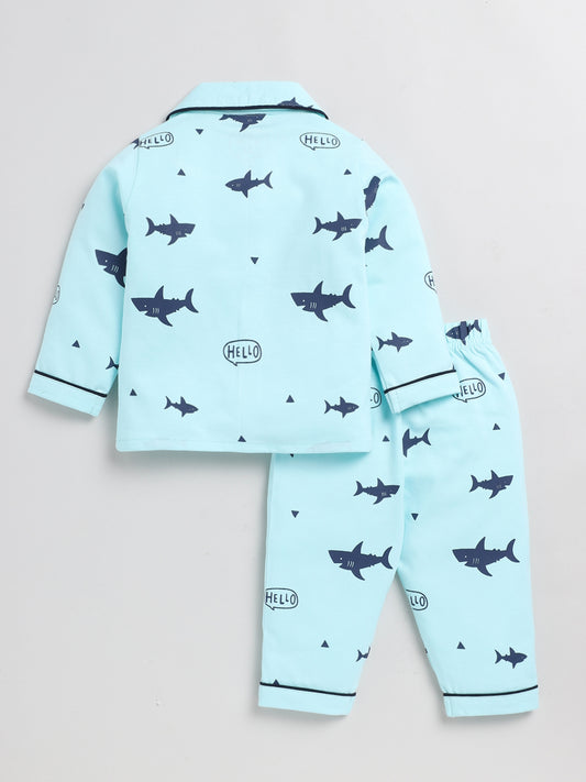 Baby Shark Blue Full Sleeve Nightwear Set