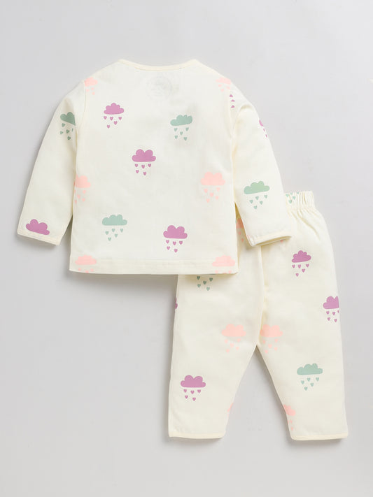 Monsoon Love Cream Full Sleeve Nightwear Set