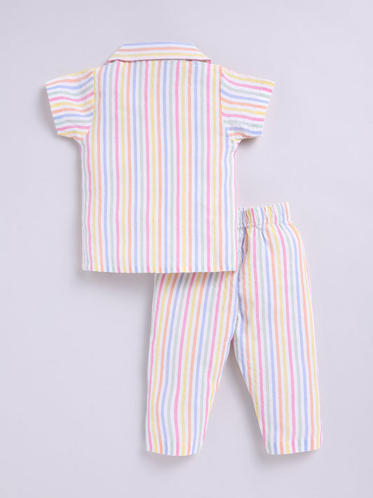 Multi Striped Half Sleeve Night suit
