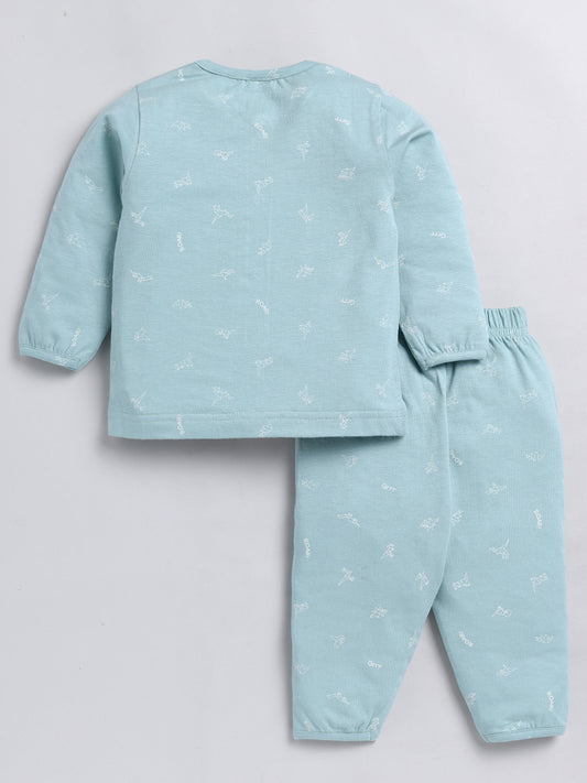 Roaring Dino Teal Full Sleeve Nightwear Set