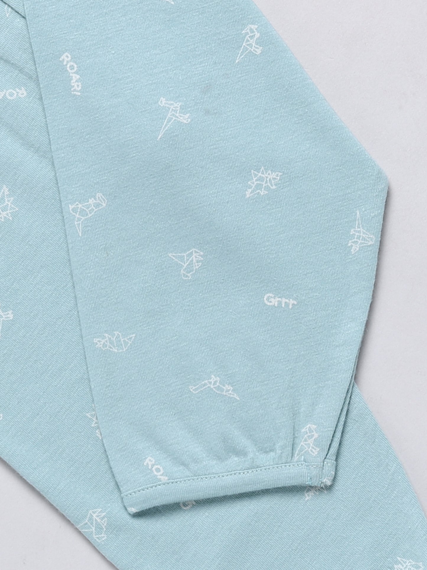 Roaring Dino Teal Full Sleeve Nightwear Set