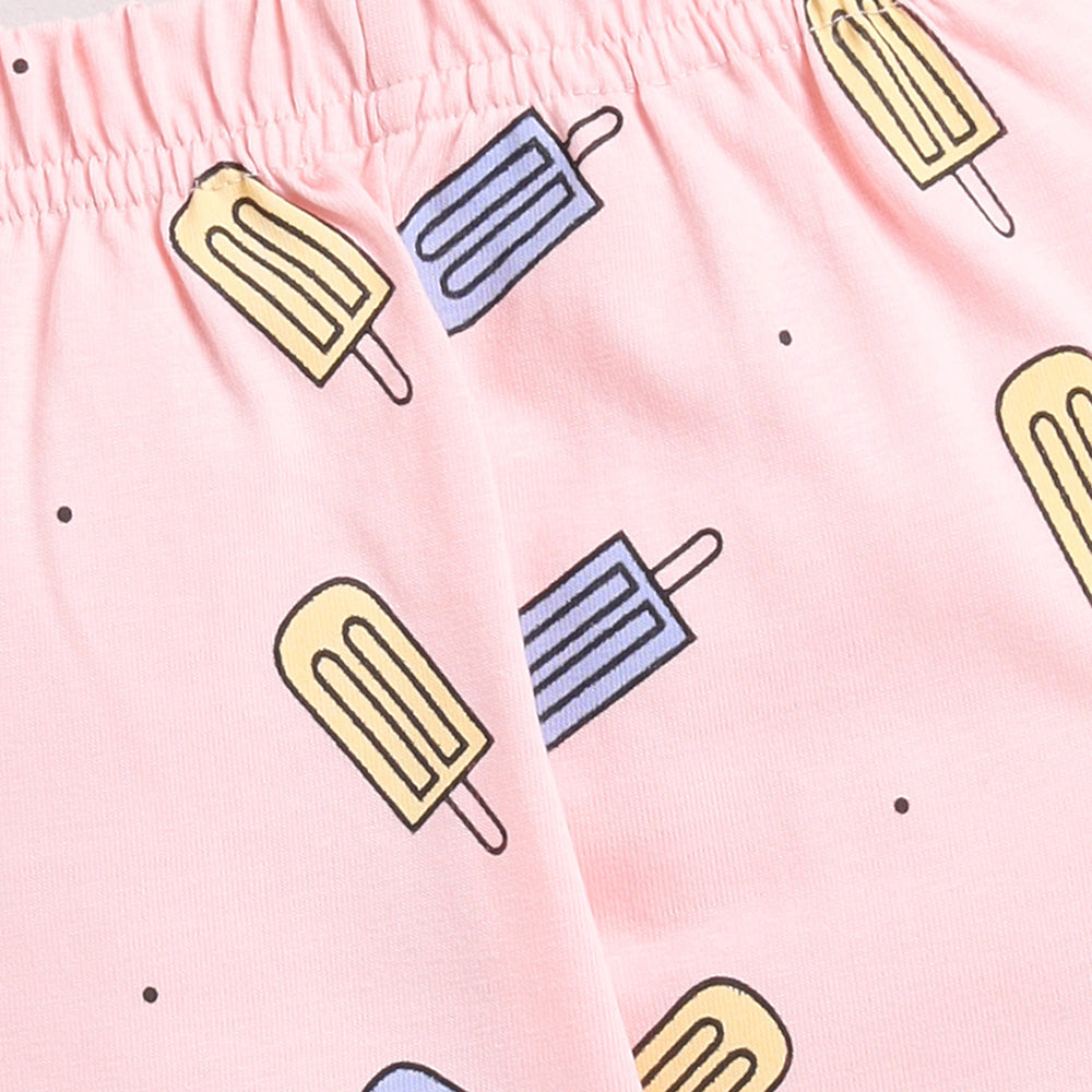 Pink Popsicle Print Half Sleeve Night Suit