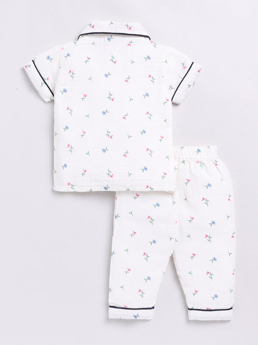 Multi Floral Half Sleeve Night Suit