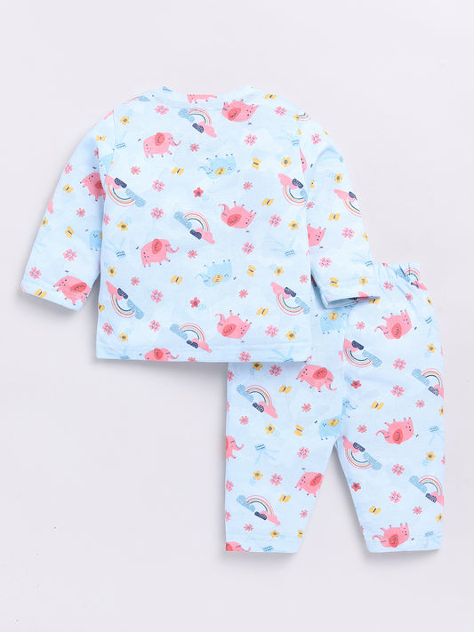 Blue Graphic Full Sleeve Night Suit