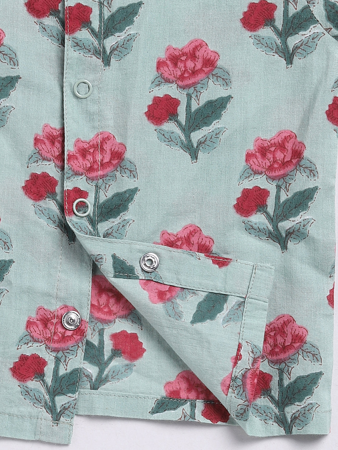 Green Floral Full Sleeve Night Suit