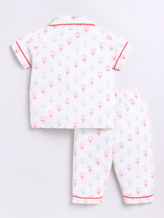 Multi Floral Half Sleeve Night Suit