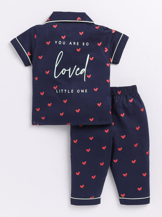 Blue "You're So Loved" Half Sleeve Night Suit