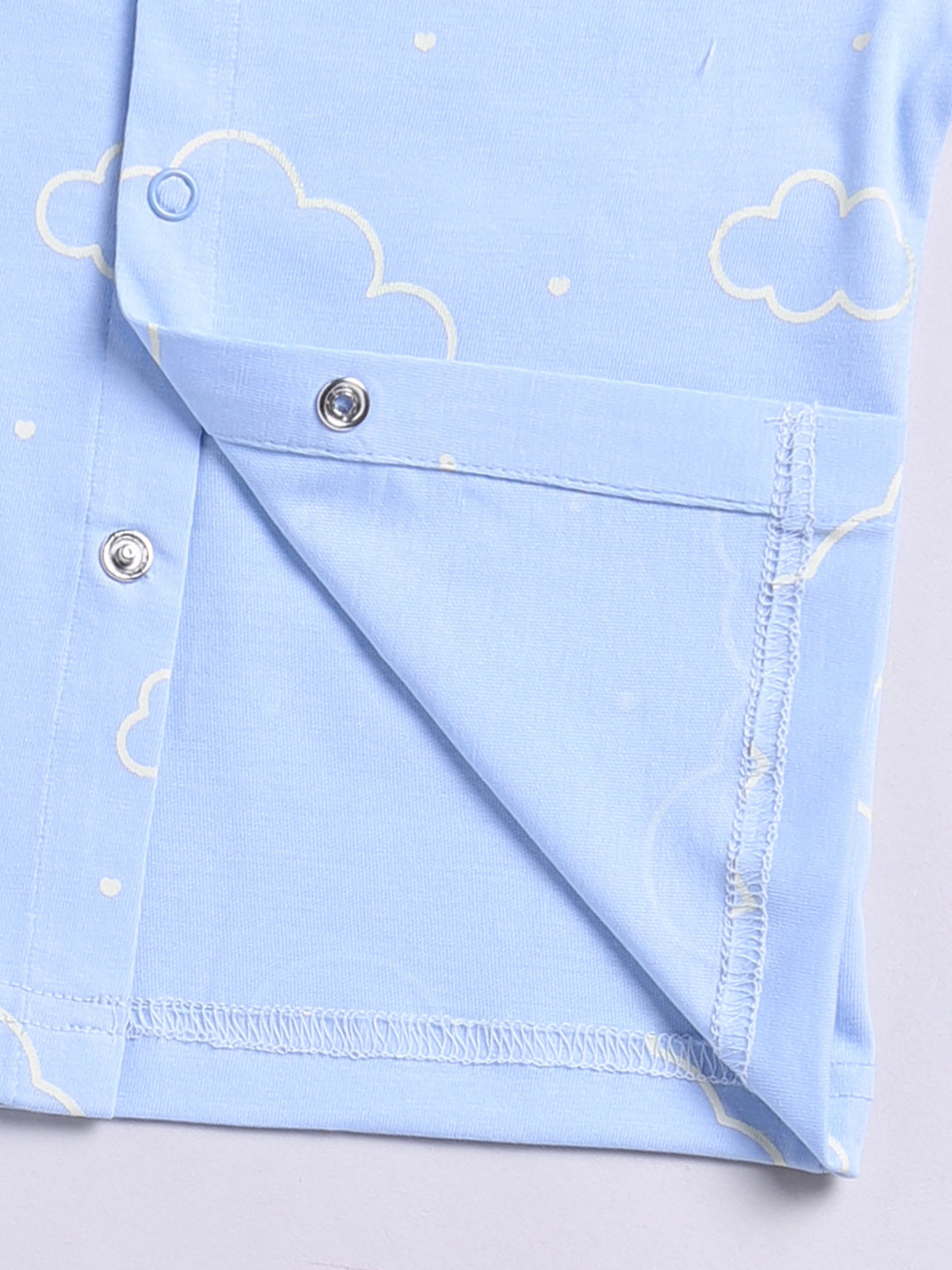 Blue Cotton Full Sleeves Graphic Nightwear Set