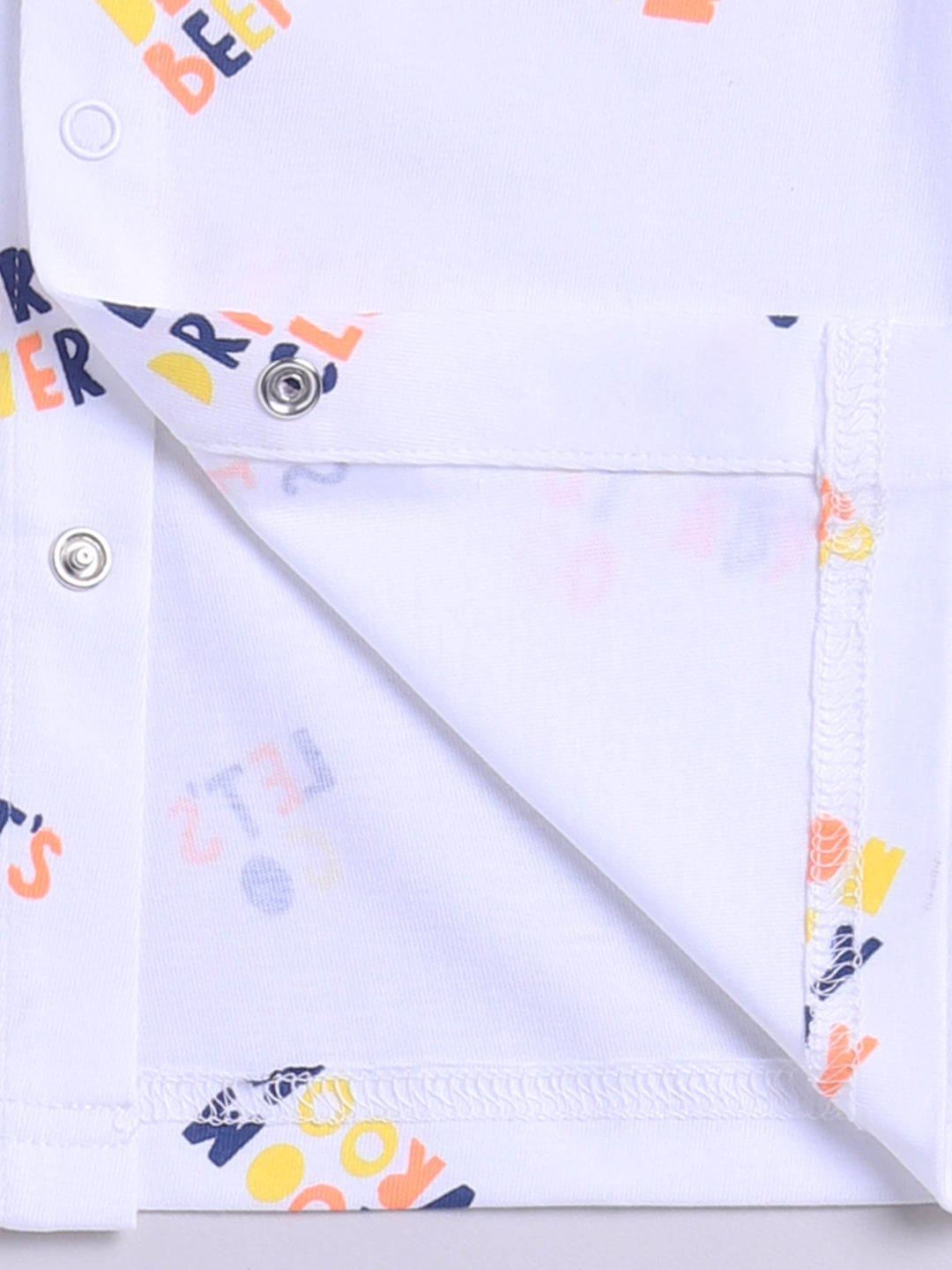 White Cotton Half Sleeves Typography Nightwear Set