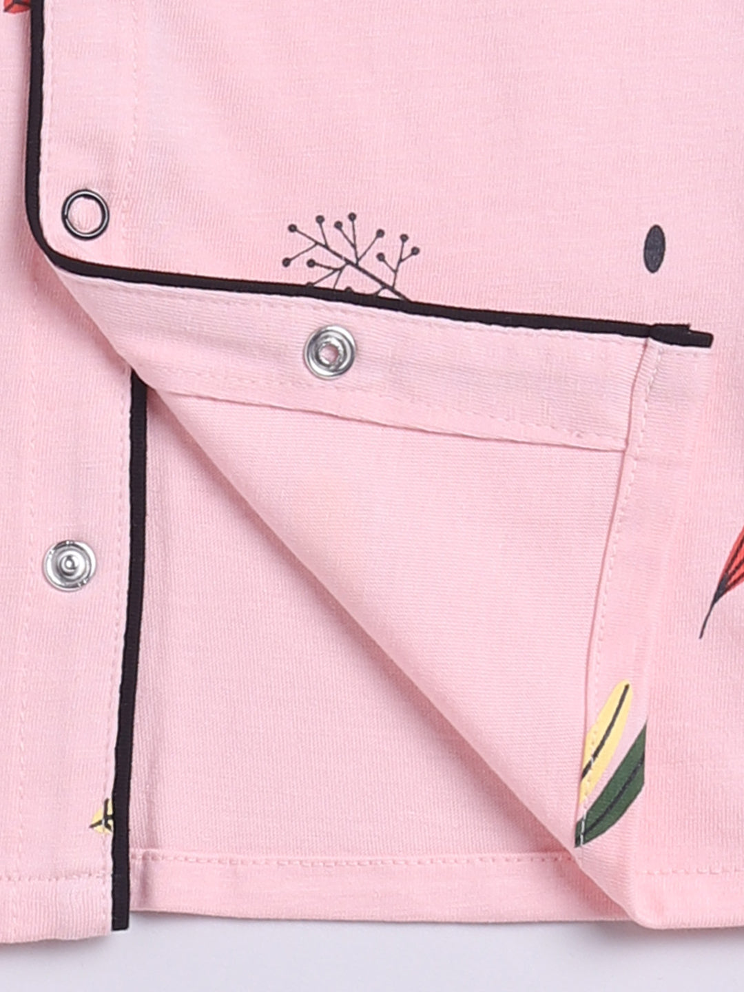 Jungle theme Pink Cotton Short Sleeves Nightwear Set