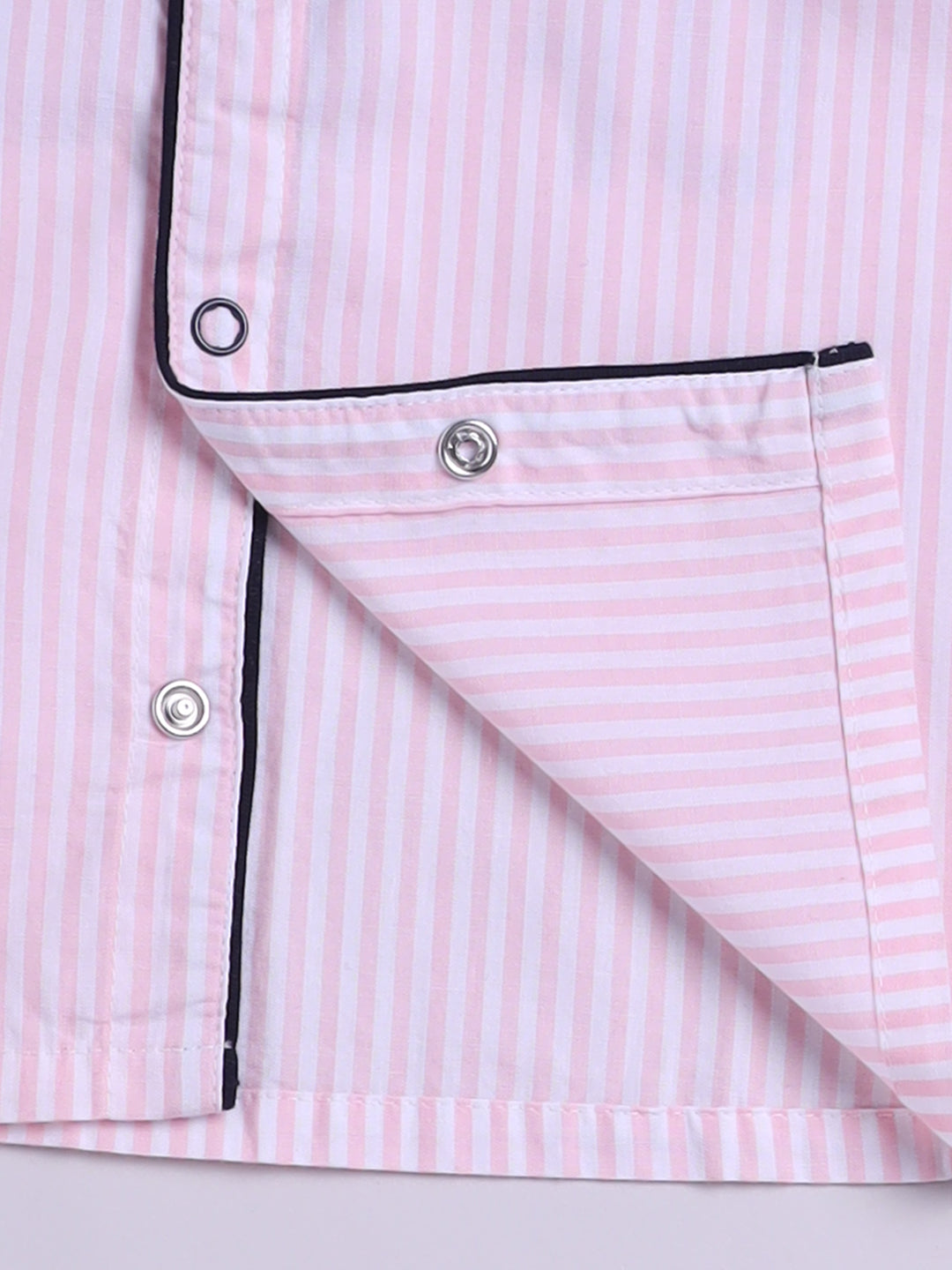 "Cuter Version of Mom" Pink Full Sleeves Striped Nightwear Set