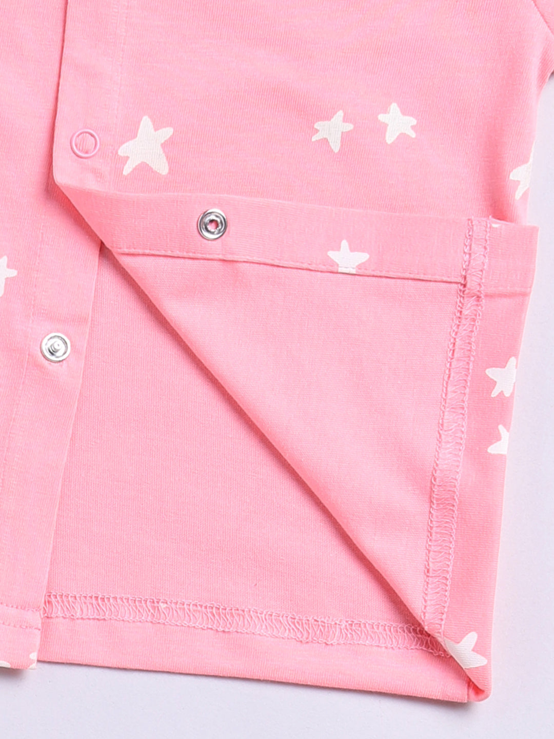 Starry Pink Cotton Full Sleeves Nightwear Set