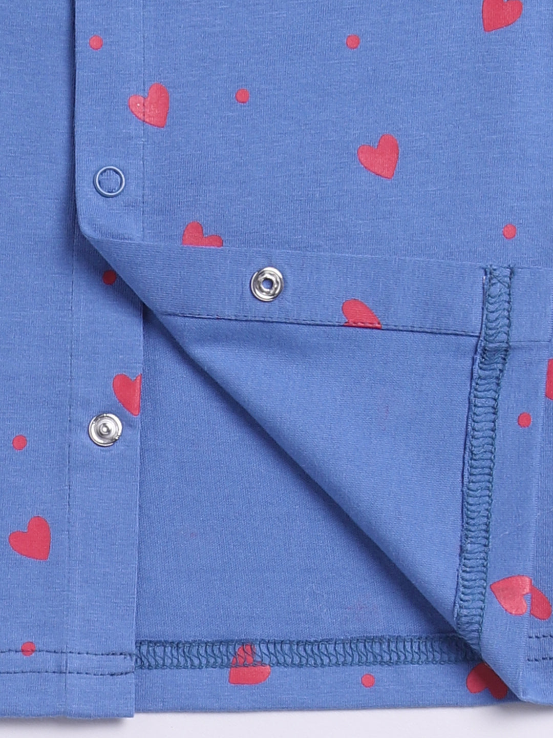 'Hearts' Blue Cotton Short Sleeves Nightwear Set