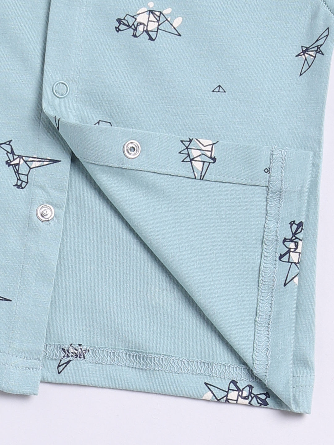 Dino Green Cotton Half Sleeves Nightwear Set