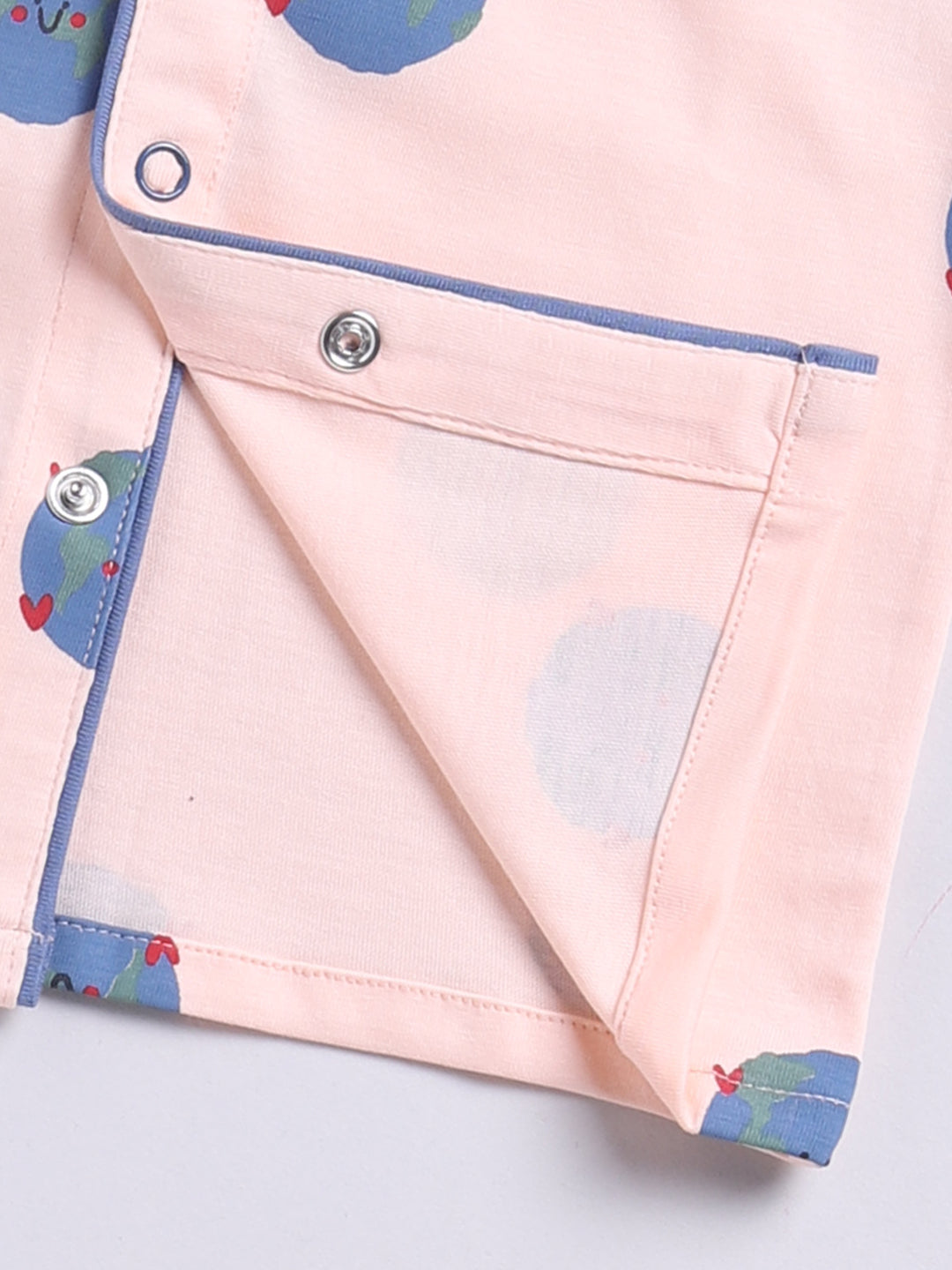 Planets Peach Cotton Half Sleeves Nightwear Set