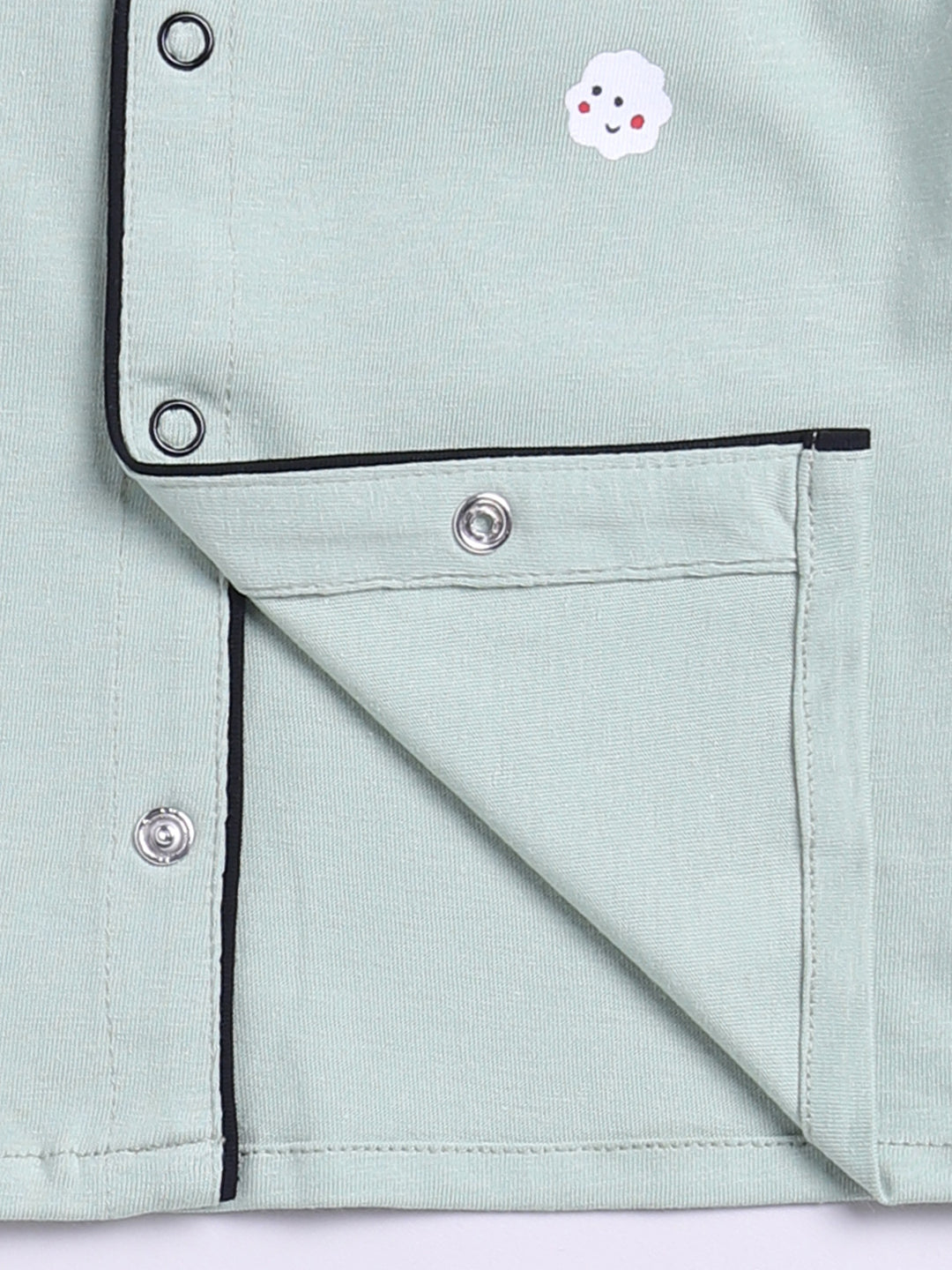 Popcorn Green Cotton Full Sleeves Nightwear Set