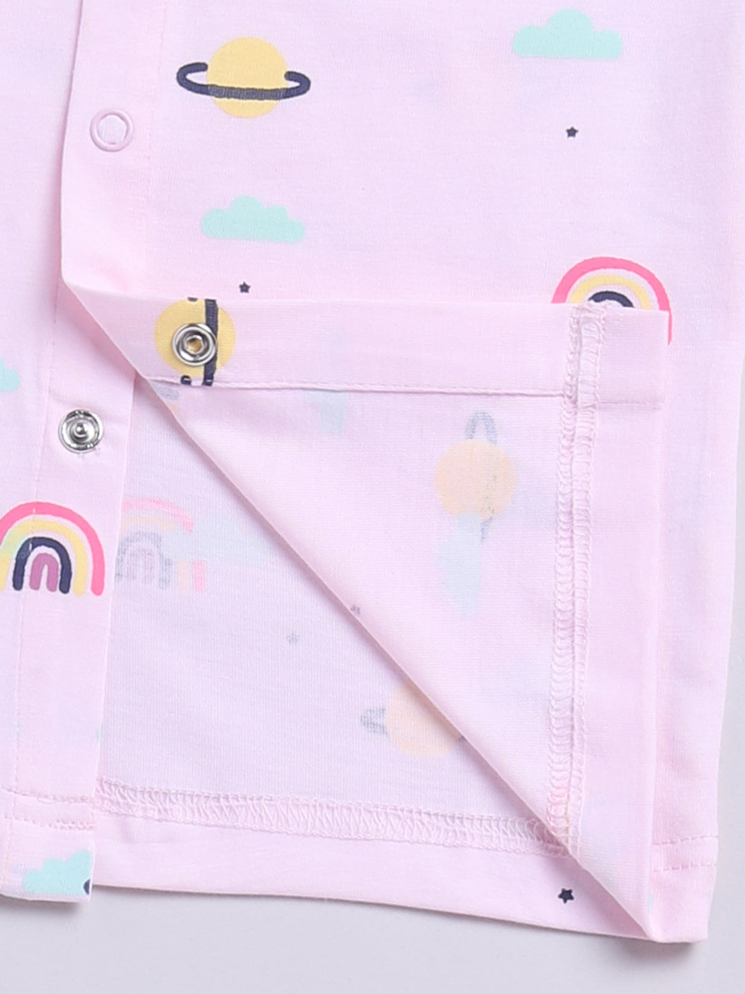 Pink Cotton Full Sleeves Graphic Nightwear Set