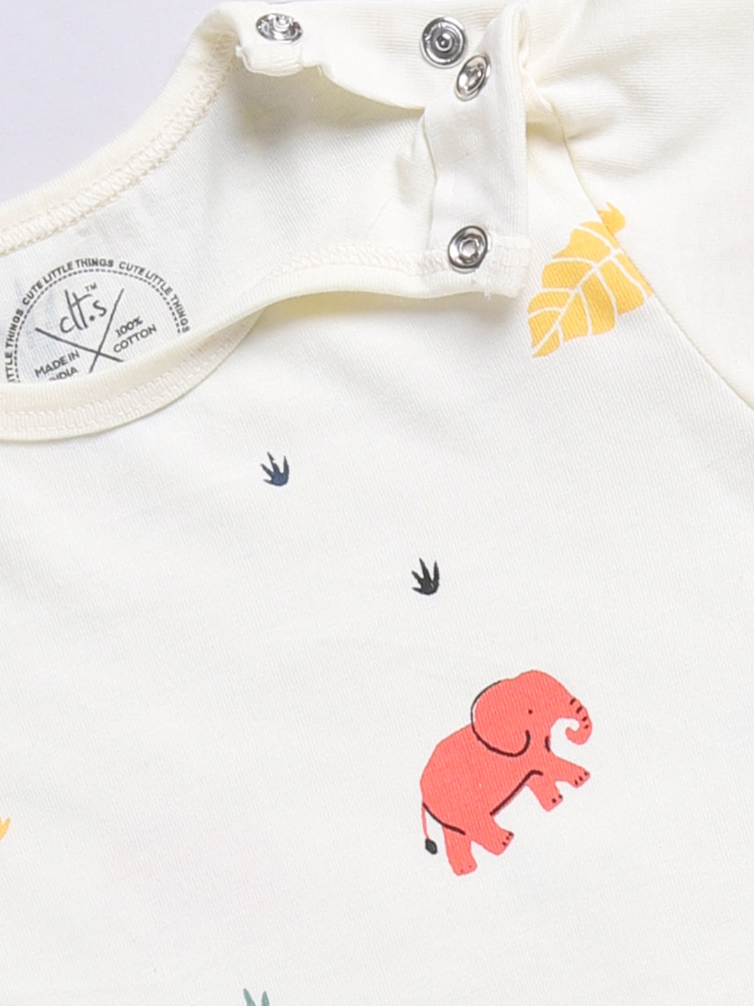 Cream Cotton Full Sleeves Animal Kingdom Nightwear Set