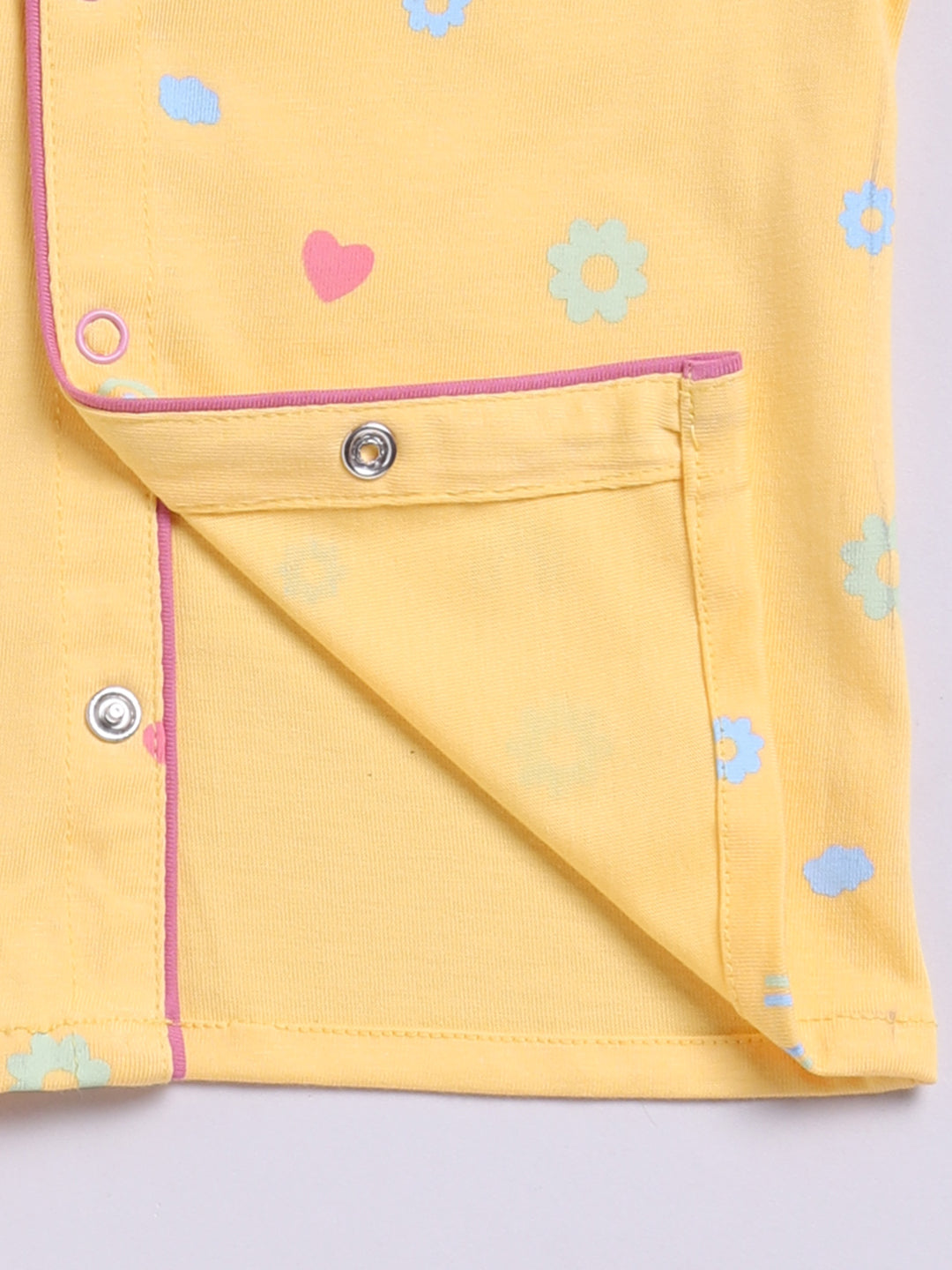 Yellow Cotton Full Sleeves Typography Nightwear Set