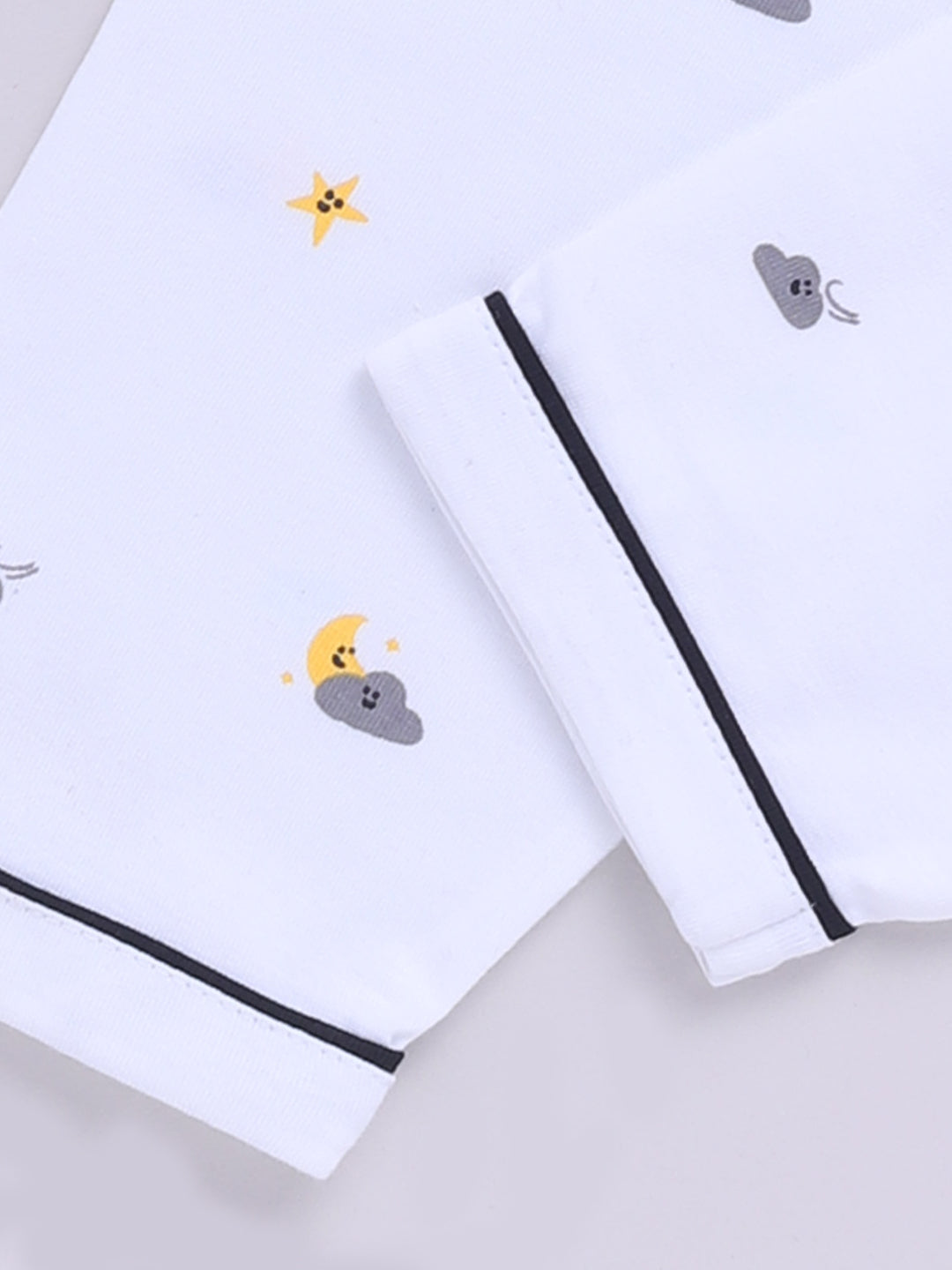 White Cotton Full Sleeves Typography Nightwear Set