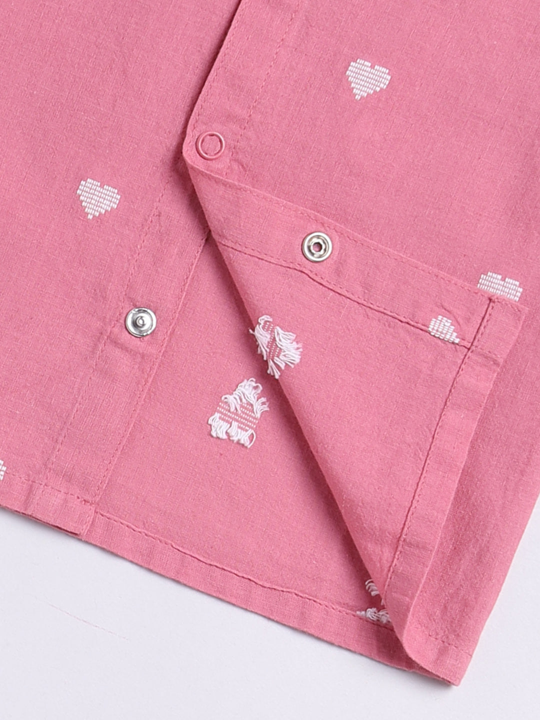 Pink Hearts Cotton Full Sleeves Nightwear Set