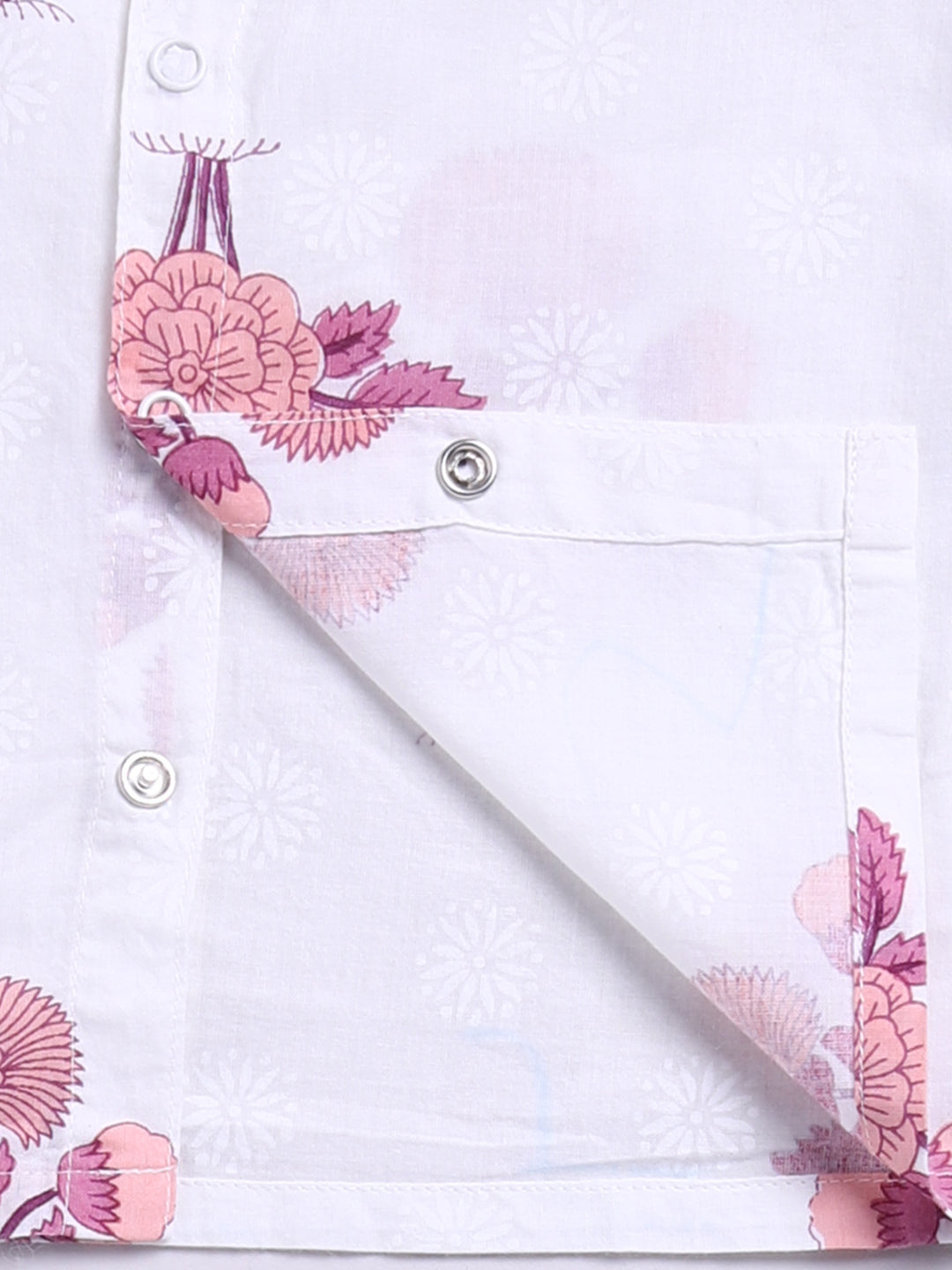 Offwhite Cotton Full Sleeves Floral Nightwear Set