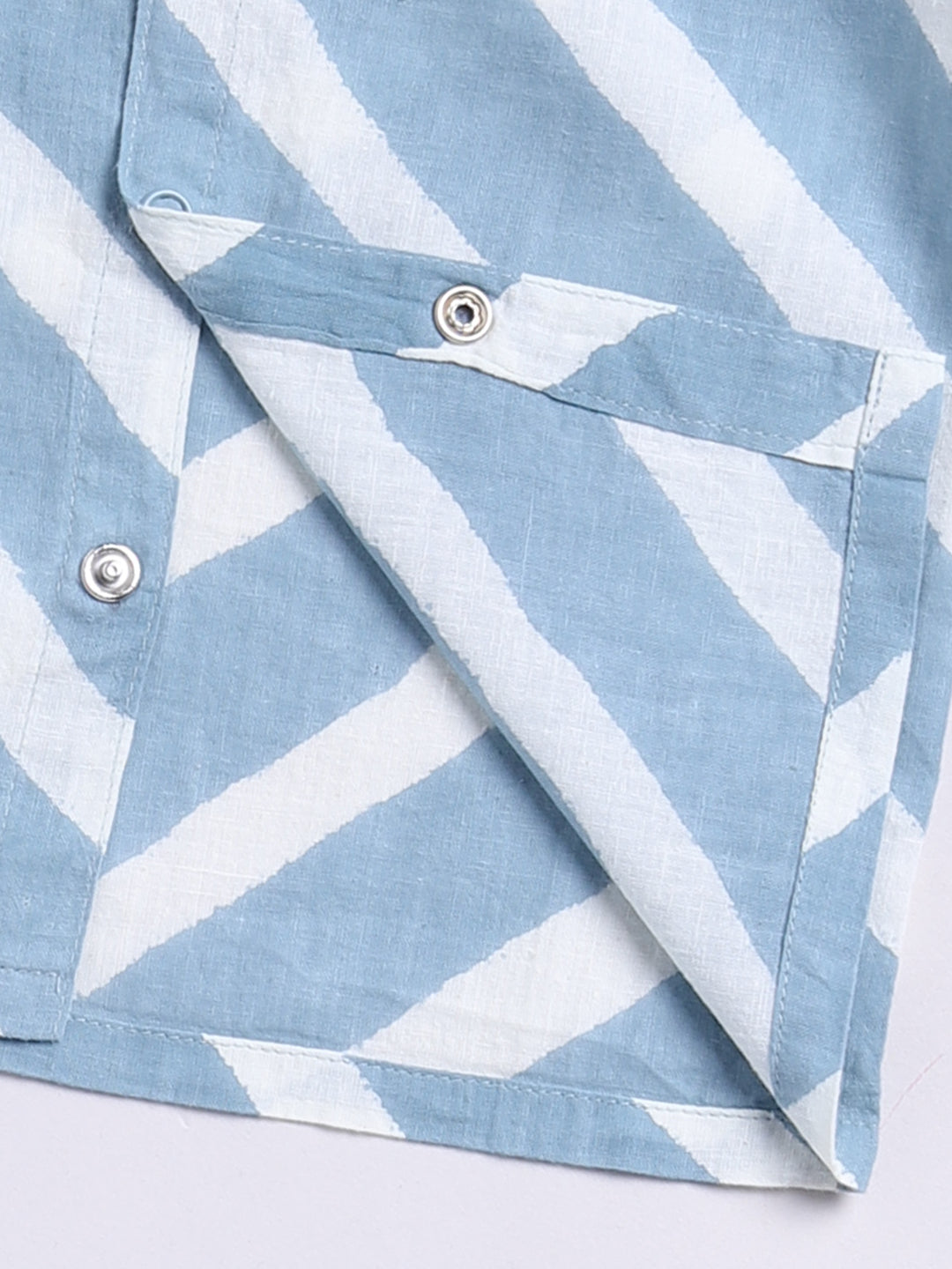 Blue Cotton Full Sleeves Striped Nightwear Set