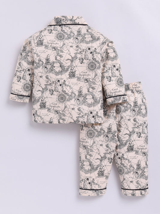 Travel the World Cotton Full Sleeves Nightwear Set