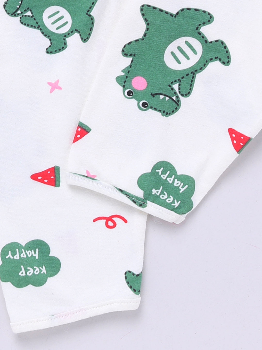 Dino Off-white Cotton Full Sleeves Nightwear Set