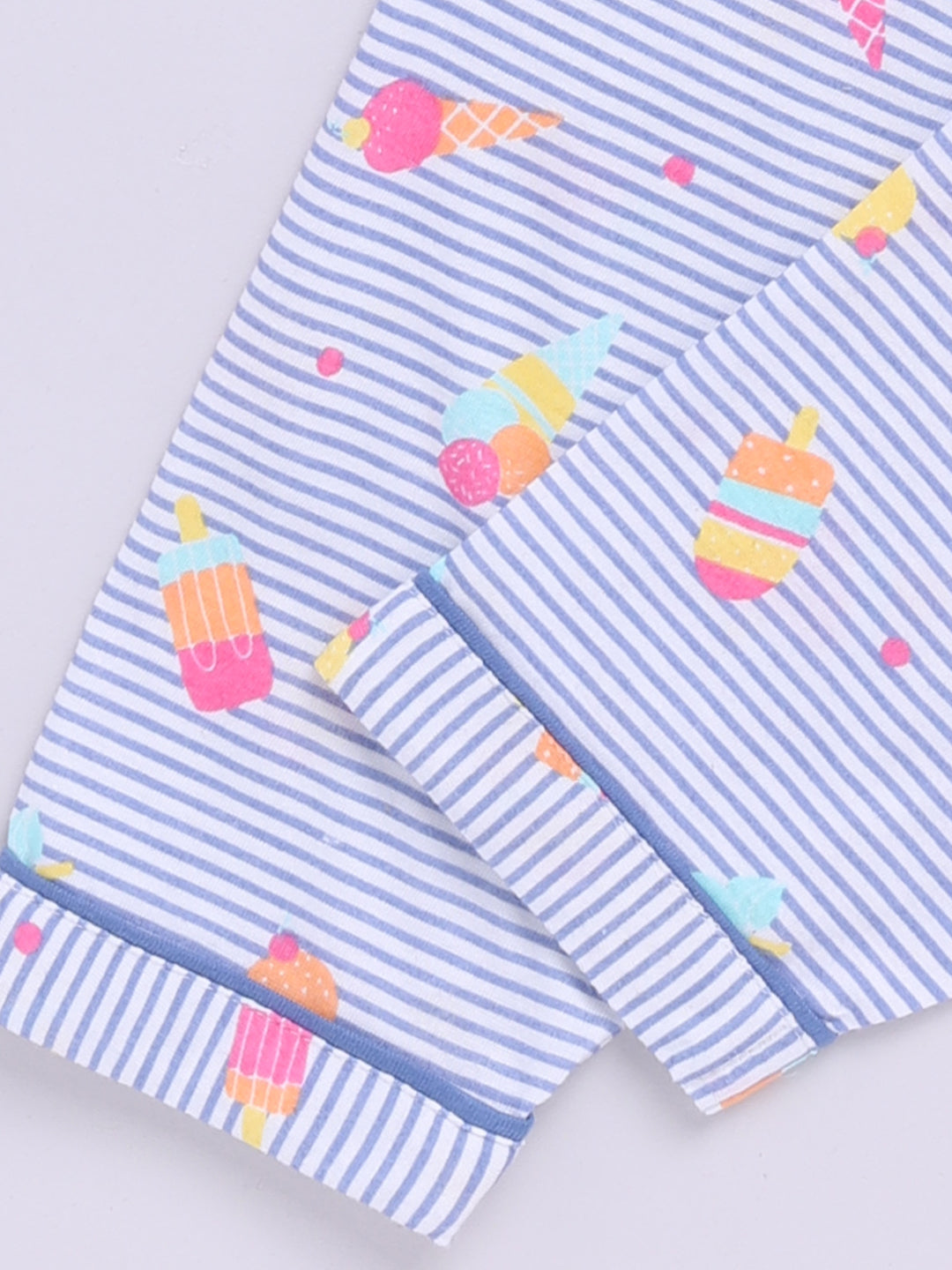 Ice Cream Blue Cotton Half Sleeves Nightwear Set