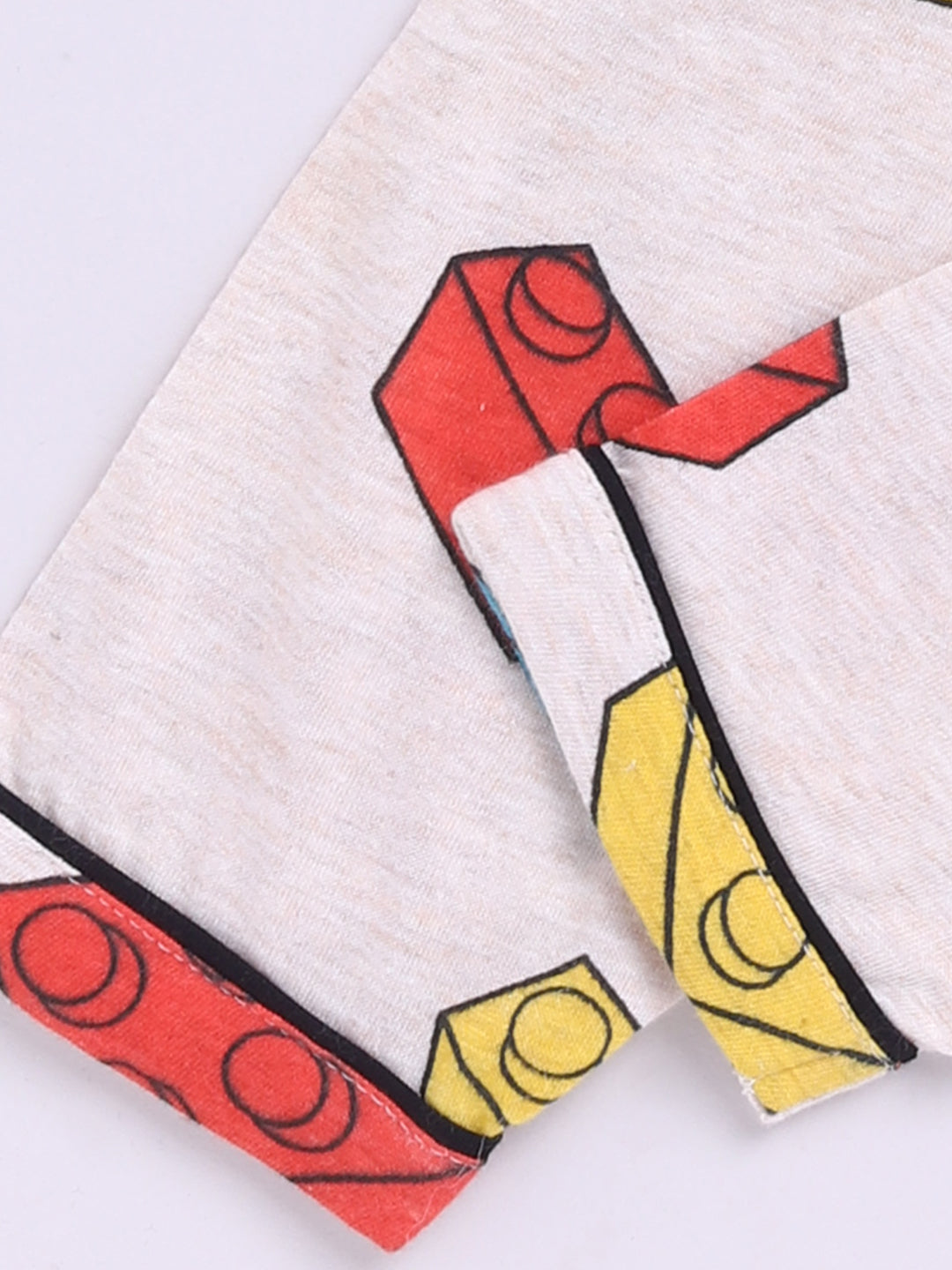 Legos Cream Cotton Half Sleeves Nightwear Set