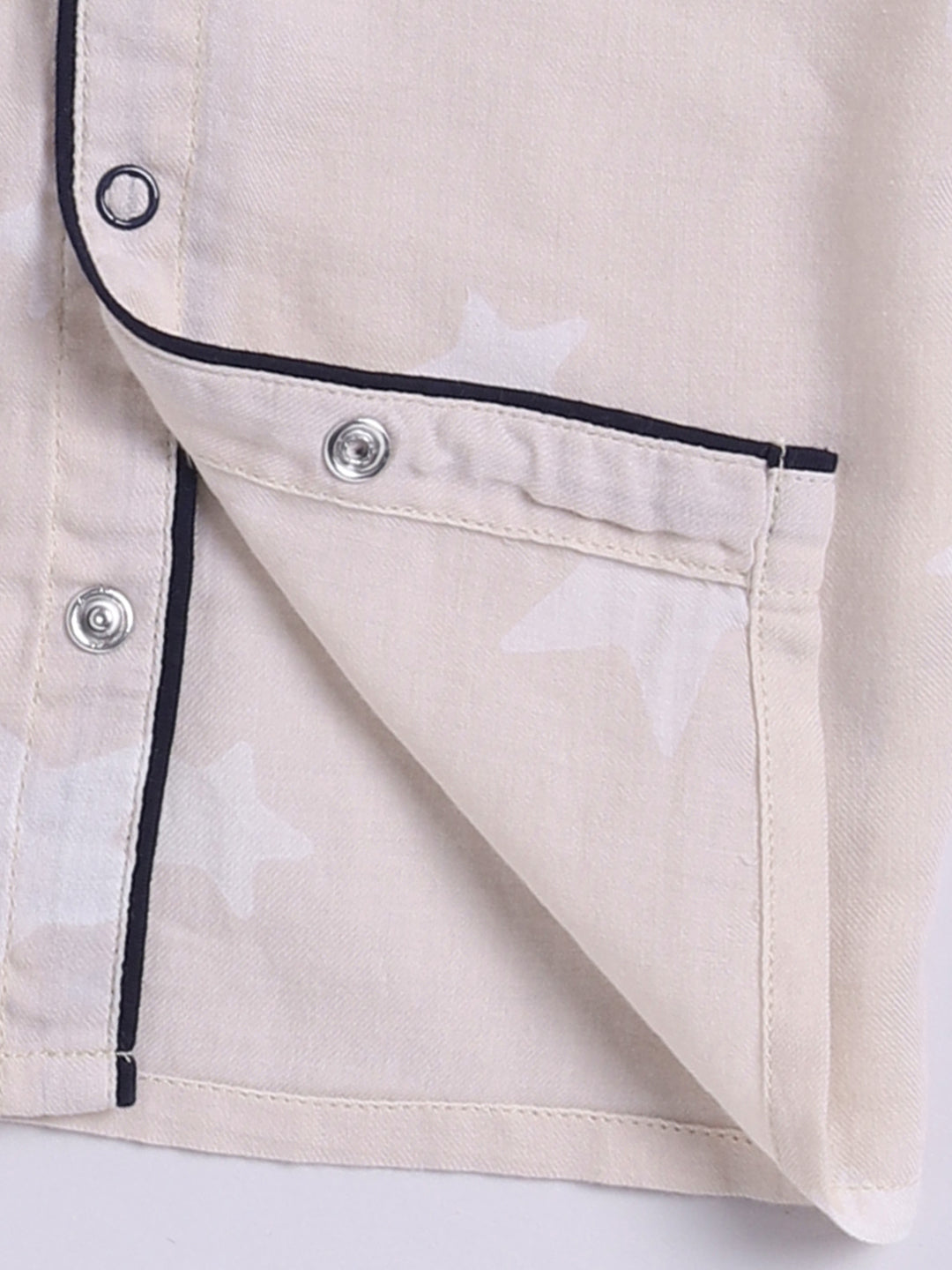 Starry Beige Cotton Full Sleeves Nightwear Set