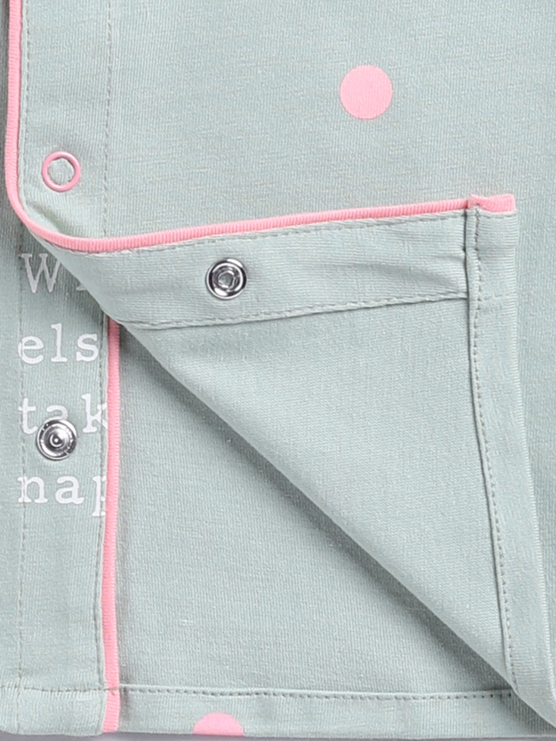 Green Cotton Knitted Typography Full Sleeve Night Suit