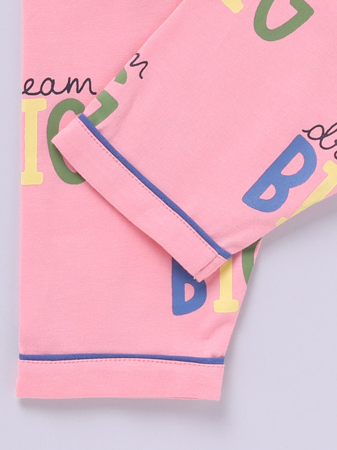 "Big Dreams" Pink Cotton Full Sleeve Night Suit