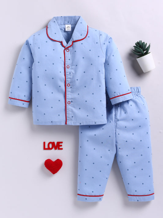 'You Are So Loved' Blue Typography Full Sleeve Night Suit